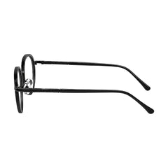 OS Slomga 31006 dual-material round prescription frame in black, side profile view