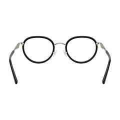 OS Slomga 31006 dual-material round prescription frame in black and silver, rear view