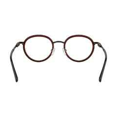 OS Slomga 31006 dual-material round prescription frame in brown, rear view