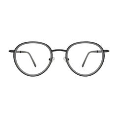 OS Slomga 31006 dual-material round prescription frame in grey, front view