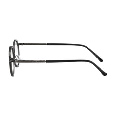 OS Slomga 31006 dual-material round prescription frame in grey, side profile view