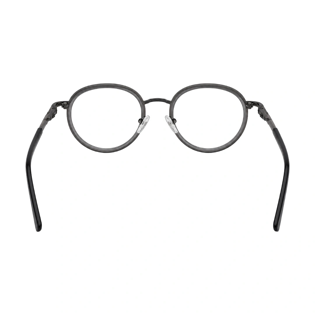 OS Slomga 31006 dual-material round prescription frame in grey, rear view