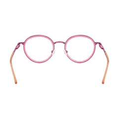 OS Slomga 31006 dual-material round prescription frame in pink, rear view