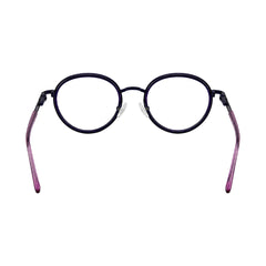 OS Slomga 31006 dual-material round prescription frame in purple, rear view