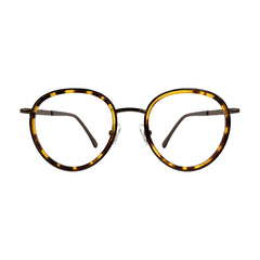 OS Slomga 31006 dual-material round prescription frame in tortoise shell, front view