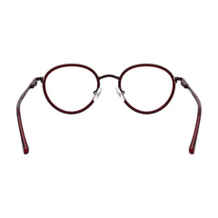 OS Slomga 31006 dual-material round prescription frame in wine, rear view