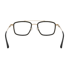 OS SLOMGA 31007 wide square double bridge eyeglasses in black and gold, rear view