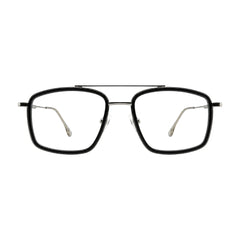 OS SLOMGA 31007 wide square double bridge eyeglasses in black and silver, front view