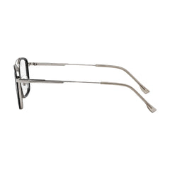OS SLOMGA 31007 wide square double bridge eyeglasses in black and silver, side profile view