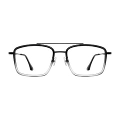 OS SLOMGA 31007 wide square double bridge eyeglasses in black and white, front view