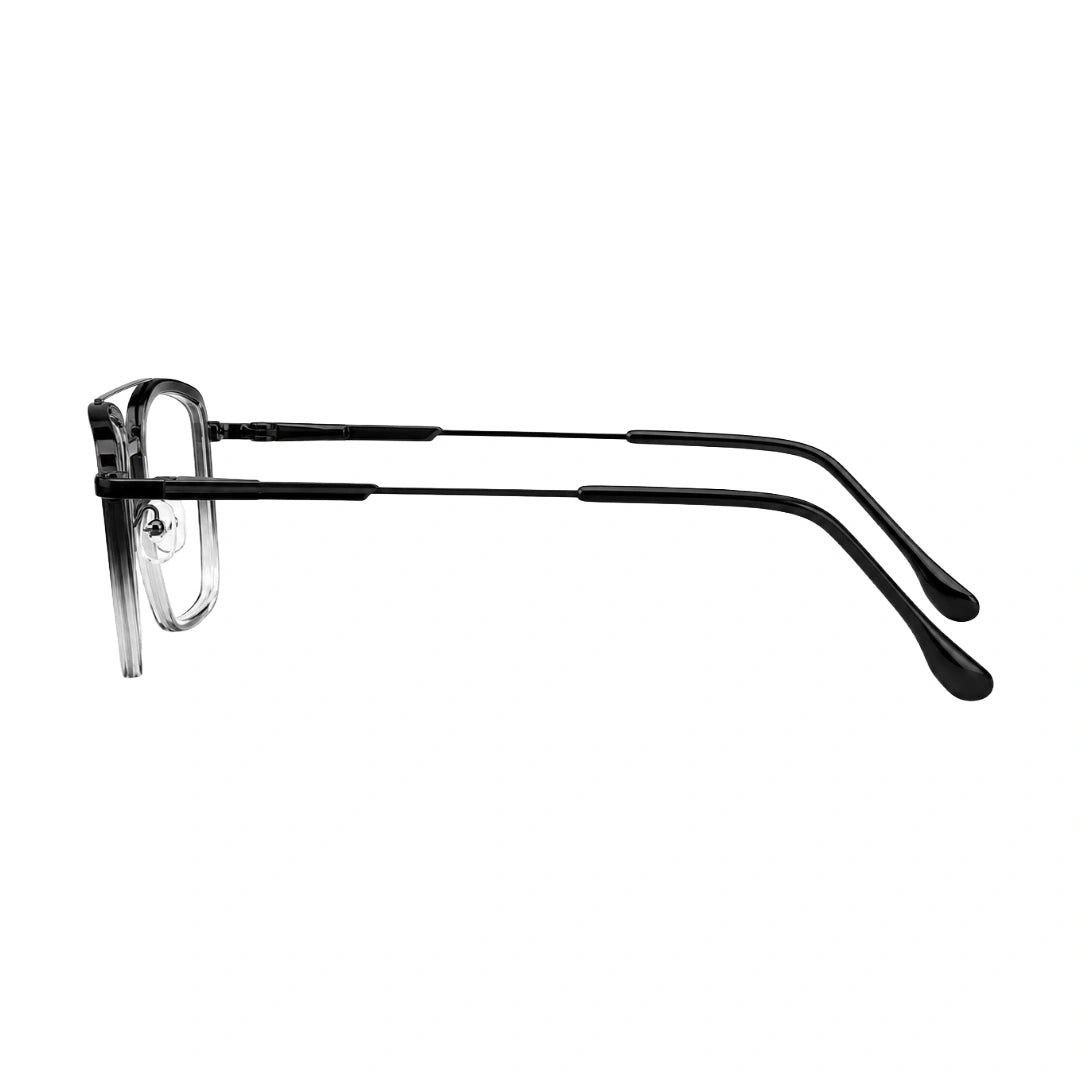 OS SLOMGA 31007 wide square double bridge eyeglasses in black and white, side profile view