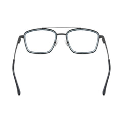 OS SLOMGA 31007 wide square double bridge eyeglasses in blue and gunmetal, rear view
