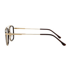 OS SLOMGA 31007 wide square double bridge eyeglasses in brown and gold, side profile view