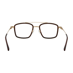 OS SLOMGA 31007 wide square double bridge eyeglasses in brown and gold, rear view