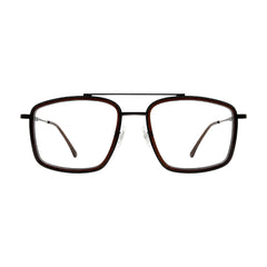 OS SLOMGA 31007 wide square double bridge eyeglasses in brown, front view
