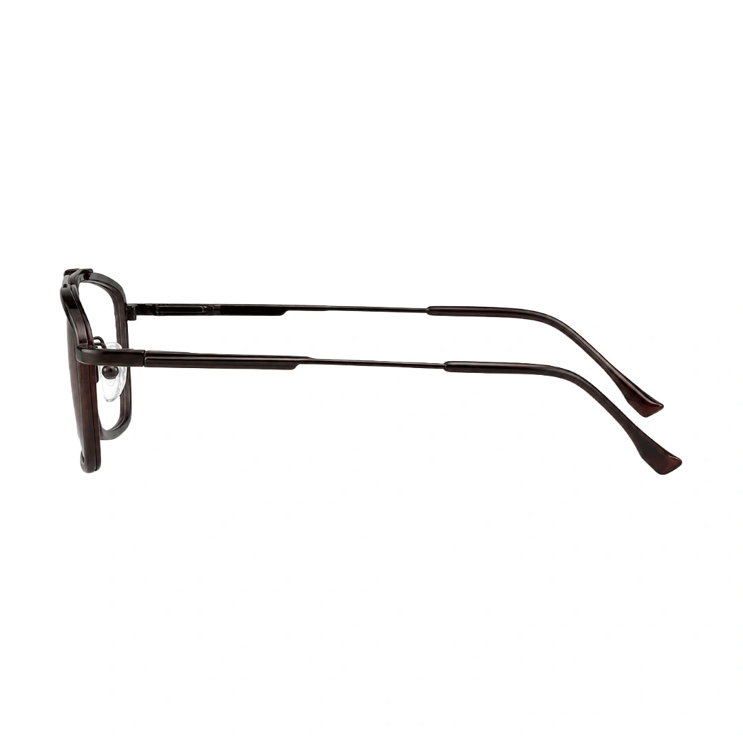 OS SLOMGA 31007 wide square double bridge eyeglasses in brown, side profile view