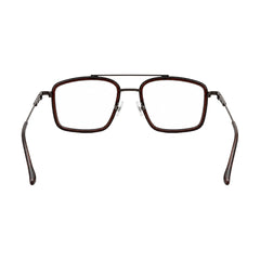 OS SLOMGA 31007 wide square double bridge eyeglasses in brown, rear view