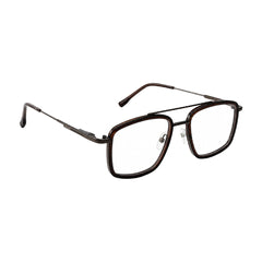 OS SLOMGA 31007 wide square double bridge eyeglasses in brown, angled view
