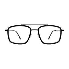 OS SLOMGA 31007 wide square double bridge eyeglasses in glossy black, front view