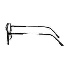 OS SLOMGA 31007 wide square double bridge eyeglasses in glossy black, side profile view