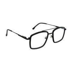 OS SLOMGA 31007 wide square double bridge eyeglasses in glossy black, angled view