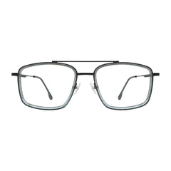 OS SLOMGA 31007 wide square double bridge eyeglasses in grey and blue, front view