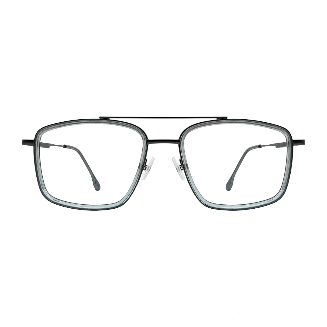 OS SLOMGA 31007 wide square double bridge eyeglasses in grey and blue, front view