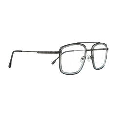 OS SLOMGA 31007 wide square double bridge eyeglasses in grey and blue, angled view