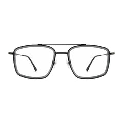 OS SLOMGA 31007 wide square double bridge eyeglasses in grey and gunmetal, front view
