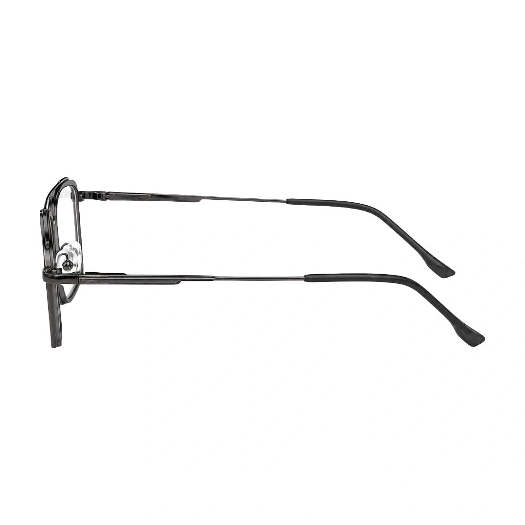 OS SLOMGA 31007 wide square double bridge eyeglasses in grey and gunmetal, side profile view
