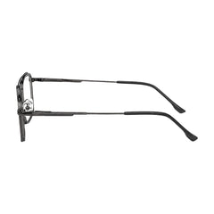 OS SLOMGA 31007 wide square double bridge eyeglasses in grey and gunmetal, side profile view