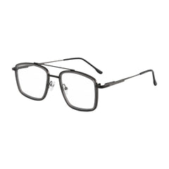 OS SLOMGA 31007 wide square double bridge eyeglasses in grey and gunmetal, three-quarter angled view