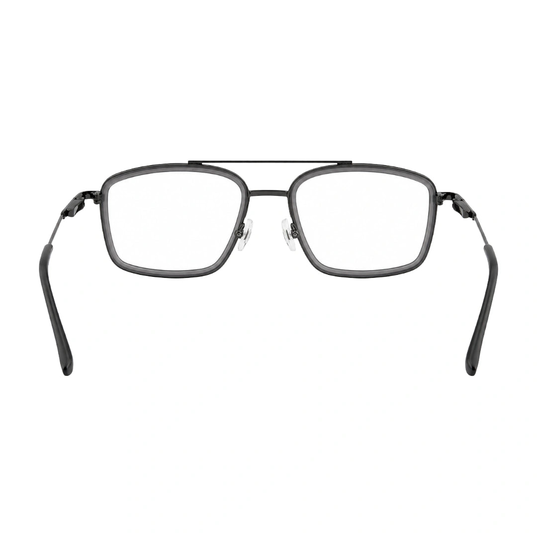 OS SLOMGA 31007 wide square double bridge eyeglasses in grey and gunmetal, rear view