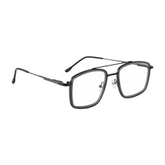 OS SLOMGA 31007 wide square double bridge eyeglasses in grey and gunmetal, angled view