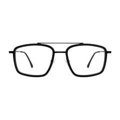 OS SLOMGA 31007 wide square double bridge eyeglasses in matte black, front view
