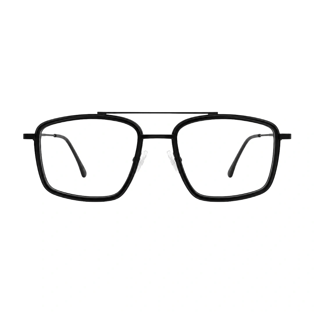 OS SLOMGA 31007 wide square double bridge eyeglasses in matte black, front view