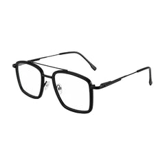 OS SLOMGA 31007 wide square double bridge eyeglasses in matte black, three-quarter angled view