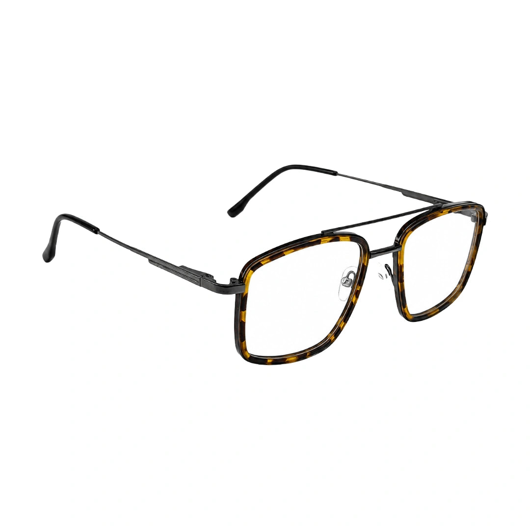 OS SLOMGA 31007 wide square double bridge eyeglasses in tortoise shell, angled view