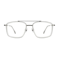 OS SLOMGA 31007 wide square double bridge eyeglasses in transparent, front view