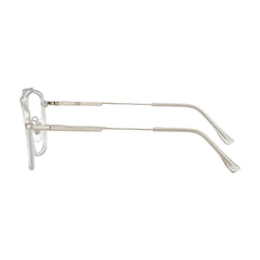 OS SLOMGA 31007 wide square double bridge eyeglasses in transparent, side profile view