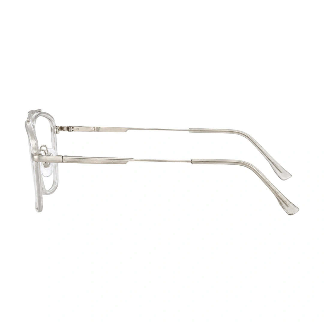 OS SLOMGA 31007 wide square double bridge eyeglasses in transparent, side profile view
