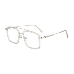 OS SLOMGA 31007 wide square double bridge eyeglasses in transparent, three-quarter angled view