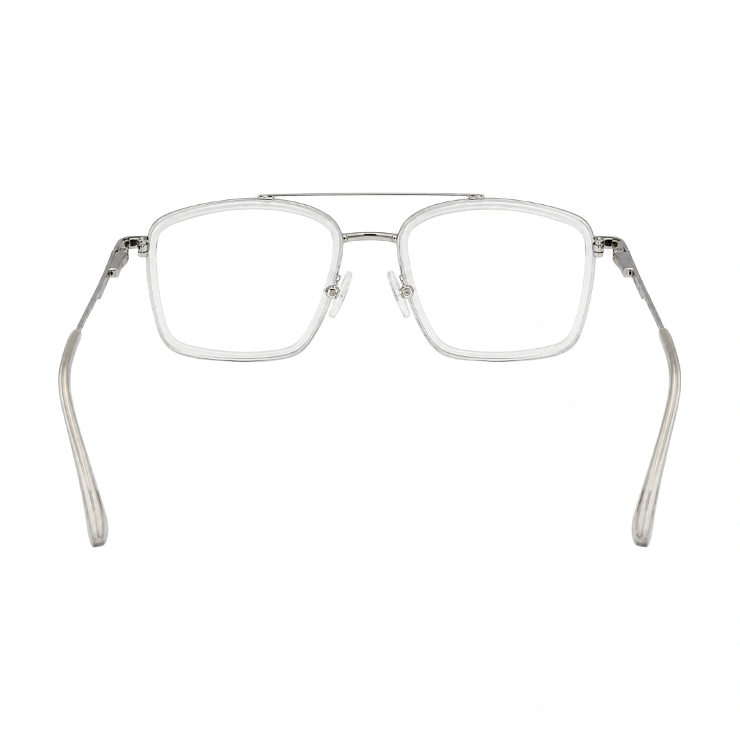 OS SLOMGA 31007 wide square double bridge eyeglasses in transparent, rear view