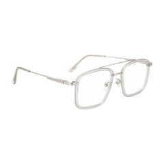 OS SLOMGA 31007 wide square double bridge eyeglasses in transparent, angled view