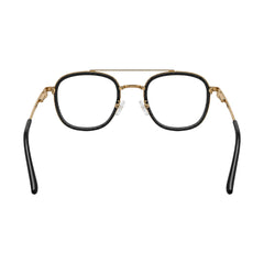 OS SLOMGA 31008 modern double bridge square optical frame in black and gold, rear view