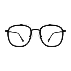 OS SLOMGA 31008 modern double bridge square optical frame in black, front view