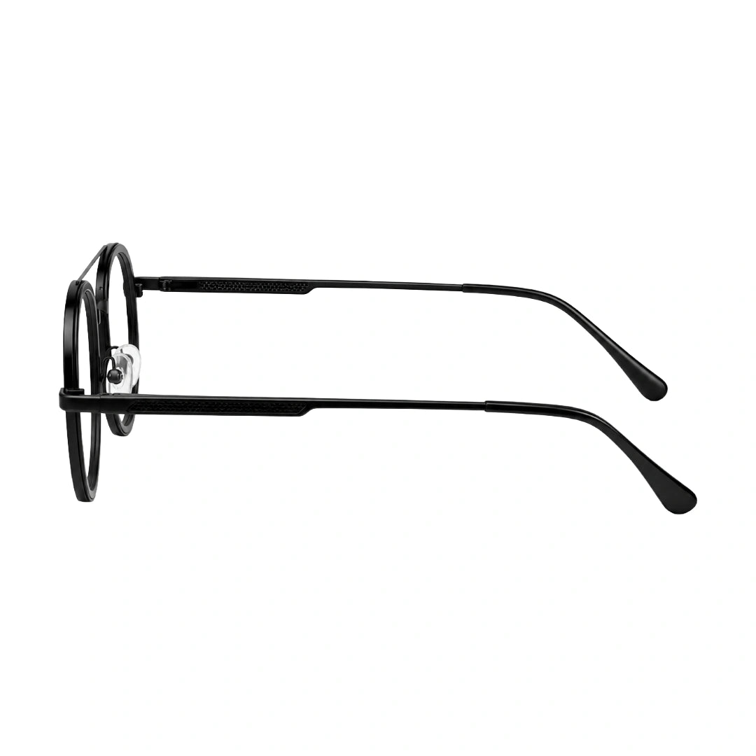 OS SLOMGA 31008 modern double bridge square optical frame in black, side profile view