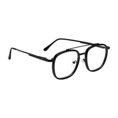 OS SLOMGA 31008 modern double bridge square optical frame in black, angled view