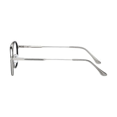 OS SLOMGA 31008 modern double bridge square optical frame in black and silver, side profile view