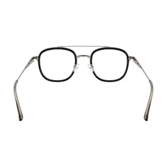 OS SLOMGA 31008 modern double bridge square optical frame in black and silver, rear view